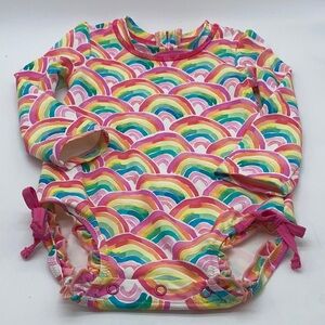 Hatley Baby Girls Rainbow Rashguard Swimsuit Size 12-18 Months